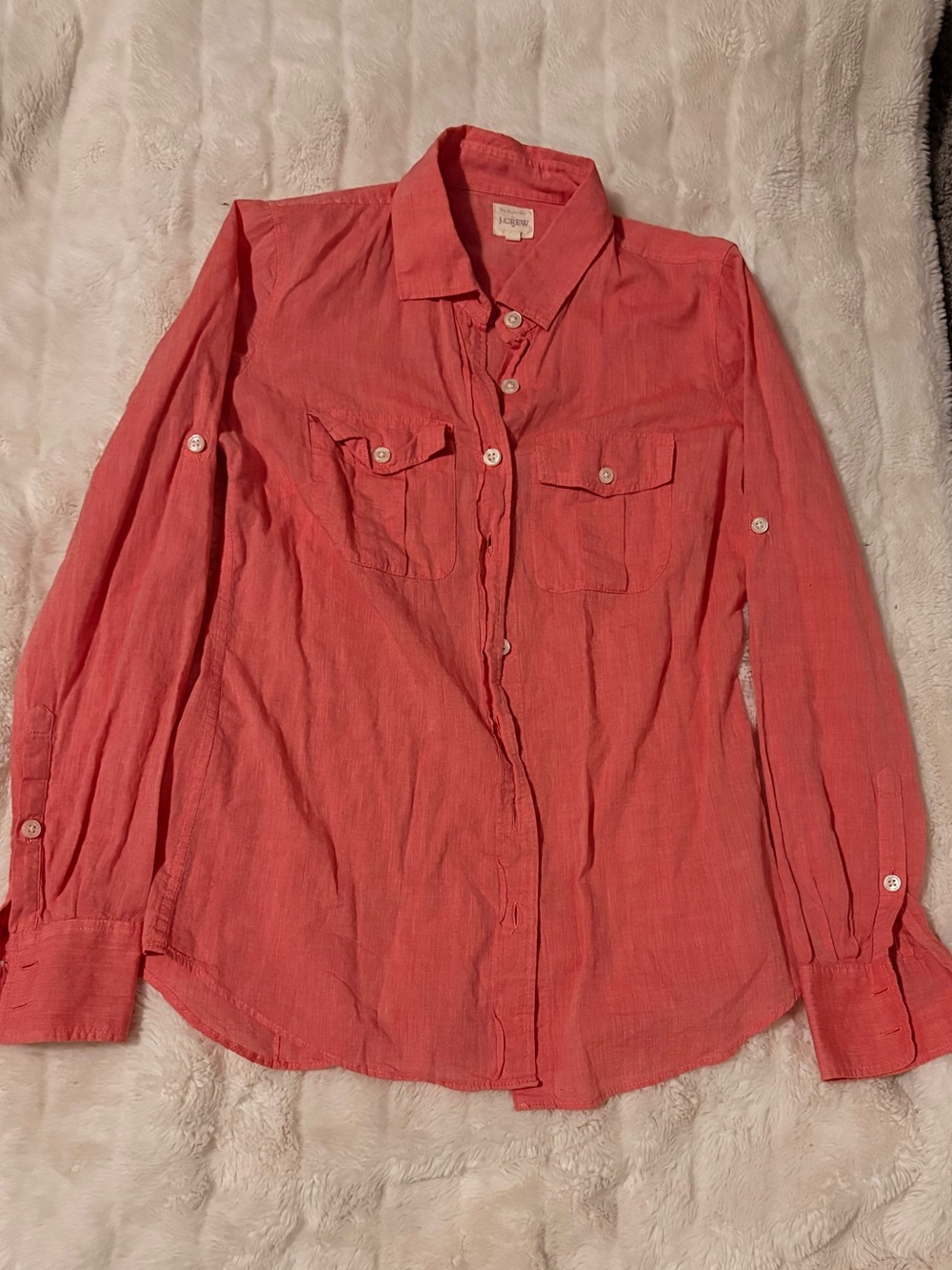 J. Crew Coral Button-Down Long Sleeve Shirt